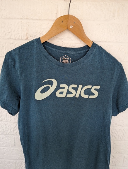 Asics Crew Neck T Shirt - Size M - Green - Cotton - P2P 21" - Picture 5 of 6